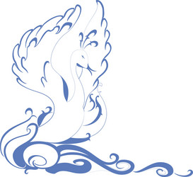 swan floating on the waves eps10 vector image