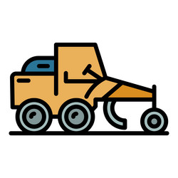 Grader machine utility icon color outline vector