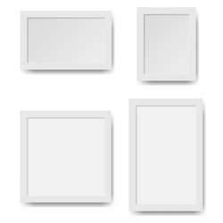 Set of empty white picture frames paper frame vector