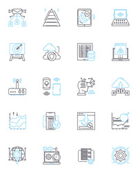 wireless router linear icons set connectivity vector