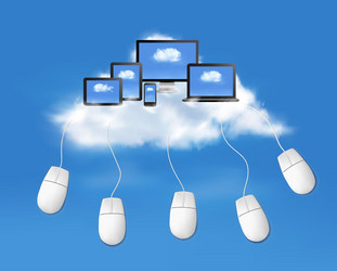 cloud computing concept background with mouses vector image
