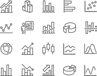 Line Graph Icons - Data Visualization vector image