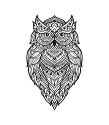 Owl zen art mandala in line style vector