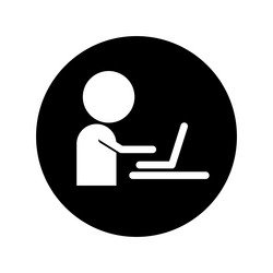 Round computer work icon or working vector