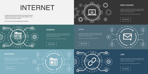 Website browser web cookies email link icons vector