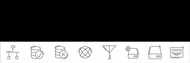 network and database line icons linear set vector image