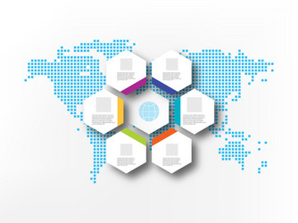 seven white hexagons on the background of abstract vector image