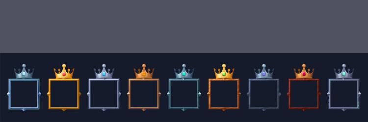 square avatar frames with royal crowns ui game vector