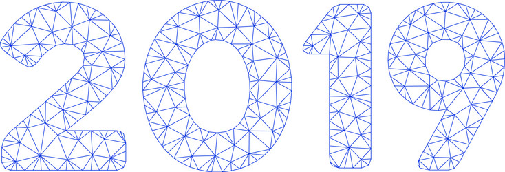 2019 digits text polygonal frame mesh vector image
