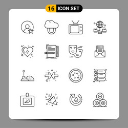 outline pack 16 universal symbols code love vector