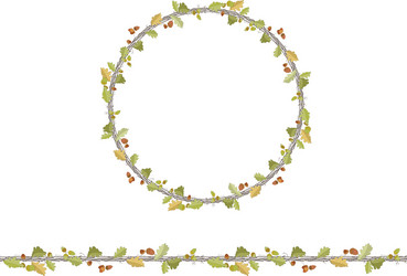 Rustic Oak Wreath with Acorns vector