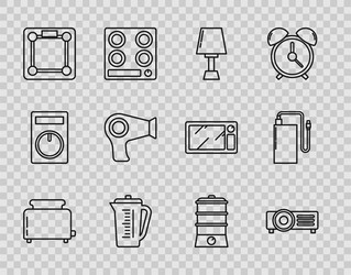 set line toaster with toasts table lamp vector image