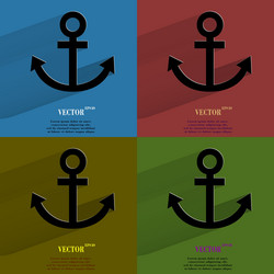 Color set anchor flat modern web button with long vector