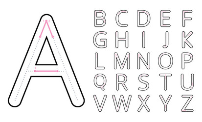 how to write uppercase letters with tracing guide vector image