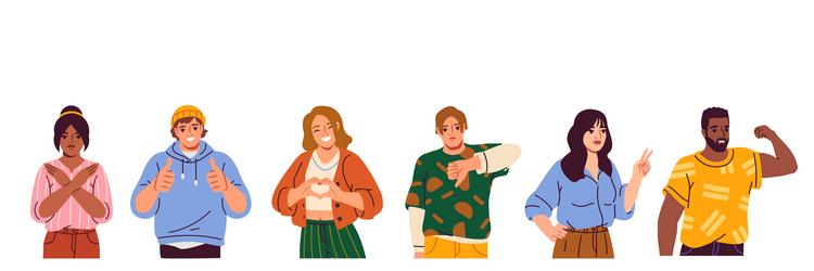 set of people showing different gestures vector image
