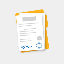 document folder with stamp and text icon in flat vector image