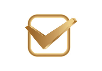golden checkbox icon with check mark symbol vector image