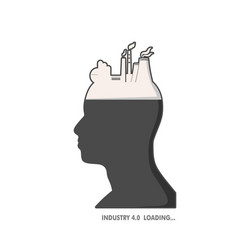 head with factory for brain vector image