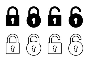 set of opened and locked padlock icons vector image
