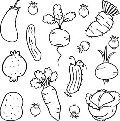 Doodle of vegetable object collection vector