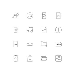 files and folders sign linear thin icons set vector image
