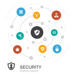 Security colored circle concept with simple icons vector