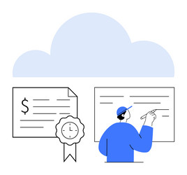 cloud computing concept with certificate document vector image
