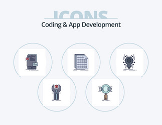 Coding and app development line filled icon pack vector