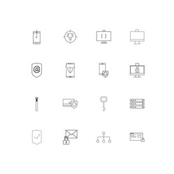 internet security linear thin icons set outlined vector image