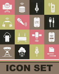 set transfer files mobile with wi-fi wireless usb vector image