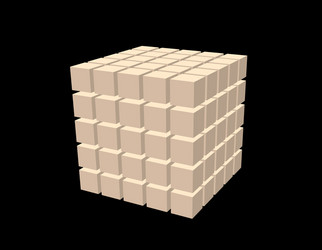 Abstract 3d cube from cubes isolated on black vector