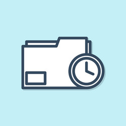 Blue line document folder with clock icon isolated vector