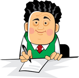 Business man with pan on the desk vector