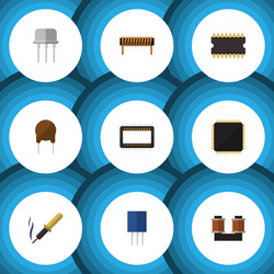 flat icon appliance set of microprocessor resist vector