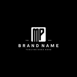 Mp monogram logo design with square rectangular vector