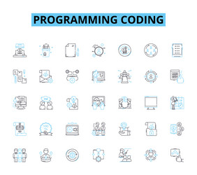 programming coding linear icons set syntax vector image