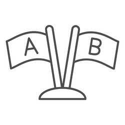 two flags with letters a and b thin line icon vector image
