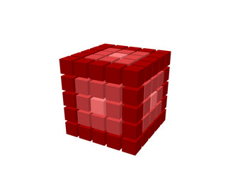 Abstract 3d cube from cubes isolated on white vector