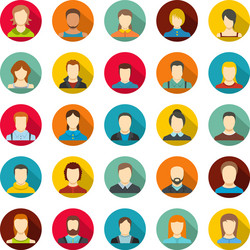 avatar user icon set flat style vector image