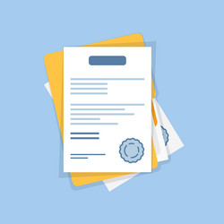 document folder with stamp and text icon in flat vector image