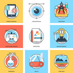 Flat color line design concepts icons 22 vector