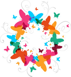 multicolored spring butterfly design background vector image