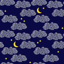 seamless pattern with hand drawn clouds moon vector image