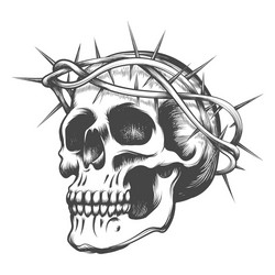 Skull with Thorns Wreath Vector Image