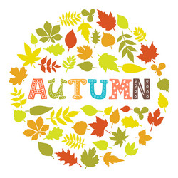 autumn round frame with leaves background vector image