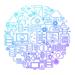 data science line icon circle design vector