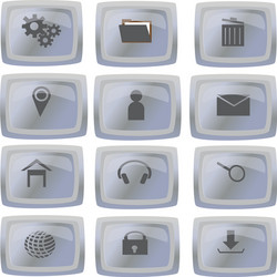 Grey web icon and button set vector