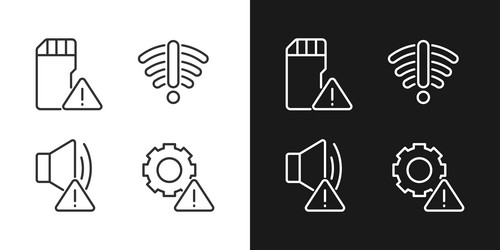 Hardware issues pixel perfect linear icons set vector