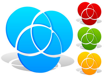 Overlapping circles icon - contour of 3 vector