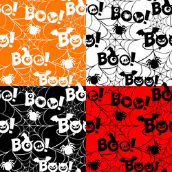 Set seamless pattern with text boo spider web vector